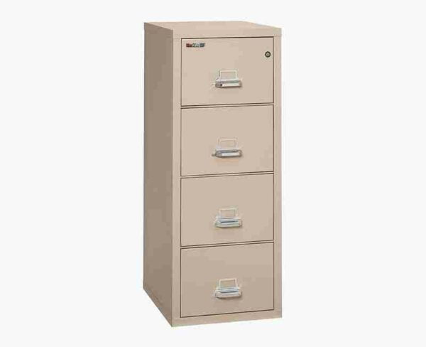 FireKing 4-2125-C Fire Rated Vertical File Cabinet Champagne with Key Lock
