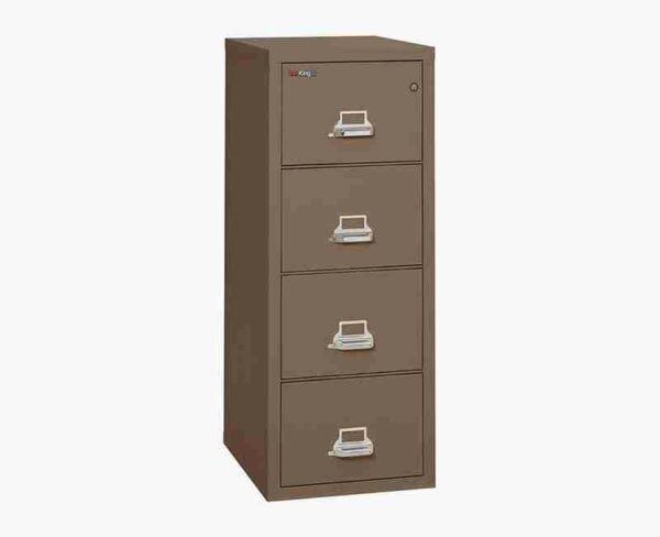 FireKing 4-2125-C Fire Rated Vertical File Cabinet Tan with Key Lock