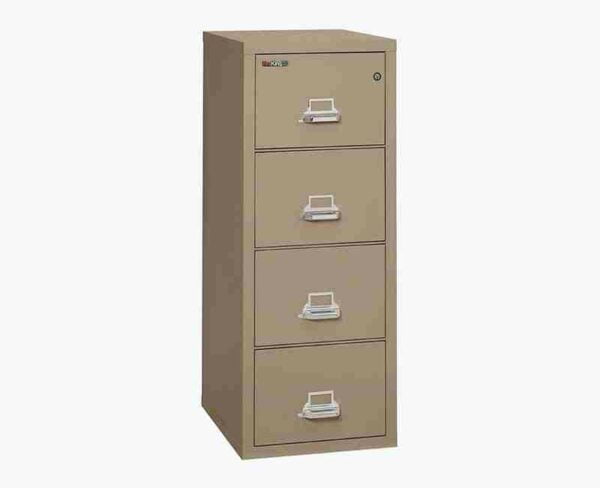 FireKing 4-2125-C Fire Rated Vertical File Cabinet Taupe with Key Lock