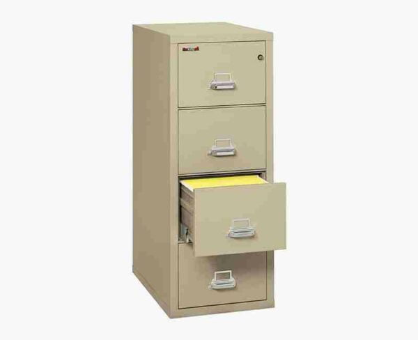 FireKing 4-2131-C Fire Rated Vertical File Cabinet Parchment with Key Lock