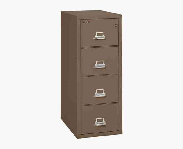FireKing 4-2131-C Fire Rated Vertical File Cabinet Tan with Key Lock