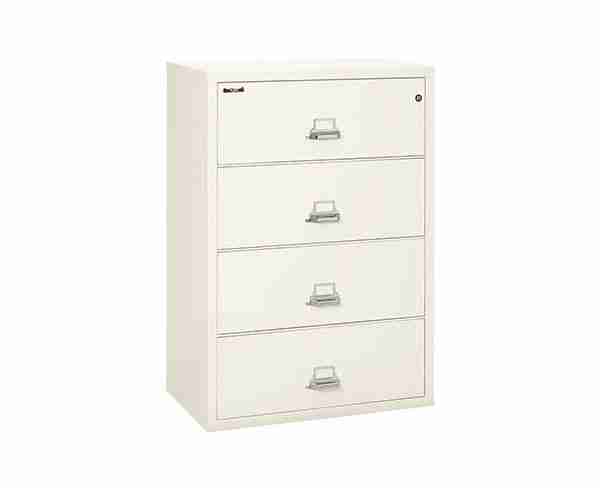 FireKing 4-3822-C Lateral Fire Rated File Cabinet Ivory White with Key Lock