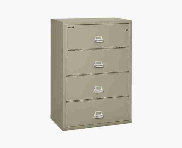 FireKing 4-3822-C Lateral Fire Rated File Cabinet Pewter with Key Lock