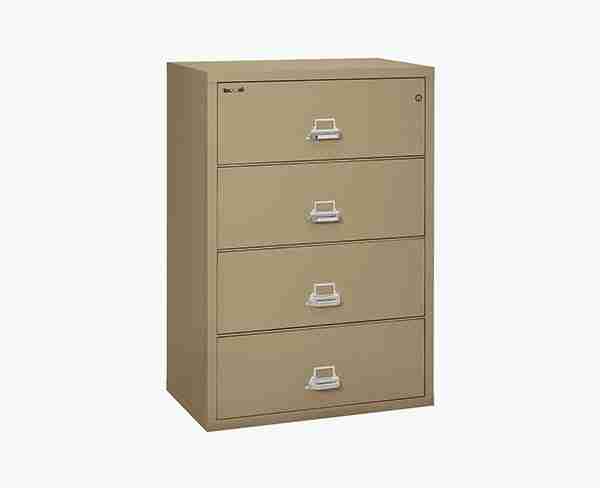 FireKing 4-3822-C Lateral Fire Rated File Cabinet Sand with Key Lock