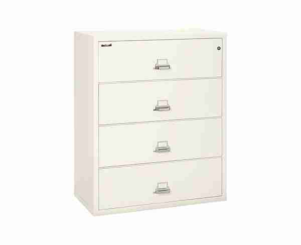 FireKing 4-4422-C Lateral Fire Rated File Cabinet Ivory White with Key Lock