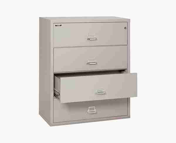 FireKing 4-4422-C Lateral Fire Rated File Cabinet Platinum with Key Lock