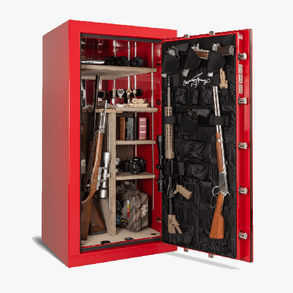 NEW – AMSEC BFX6030 Gun & Rifle Safe – 2021 Model with Spy-Proof Key-Locking Dial and Three-Spoke Handle in Rosso Corsa Red Paint Finish