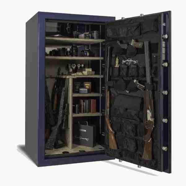 NEW – AMSEC BFX6636 Gun & Rifle Safe – 2021 Model with Spy-Proof Key-Locking Dial and Three-Spoke Handle in Sapphire Blue High Gloss Paint Finish
