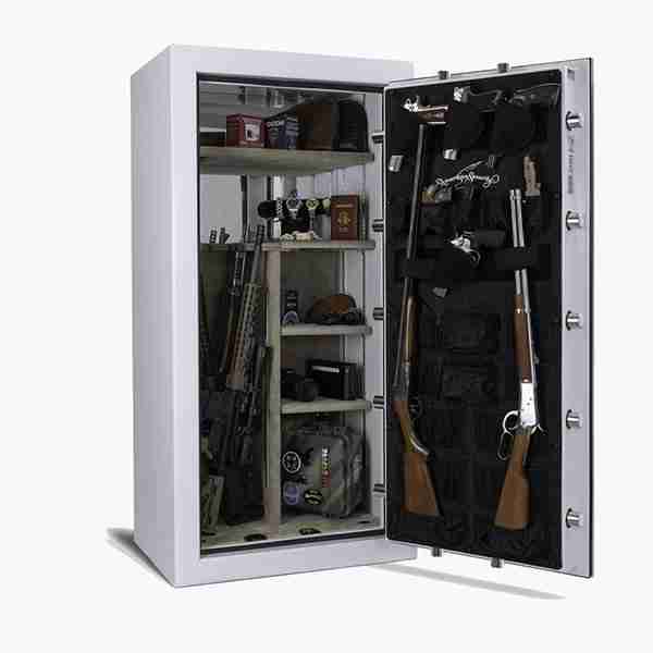NEW — AMSEC BFX6032 Gun & Rifle Safe – 2021 Model with Spy-Proof Key-Locking Dial and Five-Spoke Handle in Pearl Essence High Gloss Paint Finish