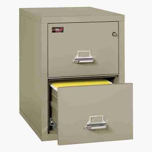 FireKing 2-2130-2 Two-Hour Vertical Fire File Cabinet with Medeco High Security Lock in Pewter Color