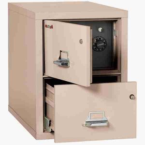 FireKing 2-2131-CSF Safe In A File Cabinet with High Security Medeco Lock in Champagne Color