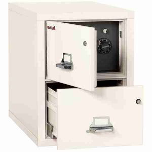 FireKing 2-2131-CSF Safe In A File Cabinet with High Security Medeco Lock in Ivory White Color