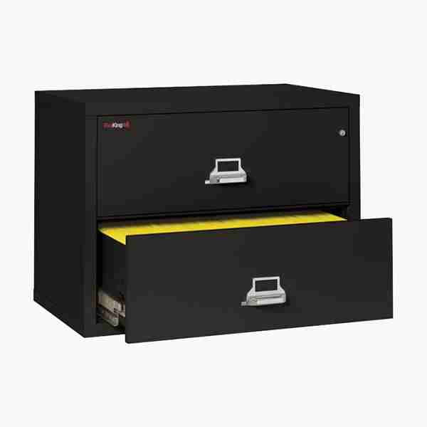 FireKing 2-3822-C Lateral Fire File Cabinet with Medeco High Security Key Lock in Black Color