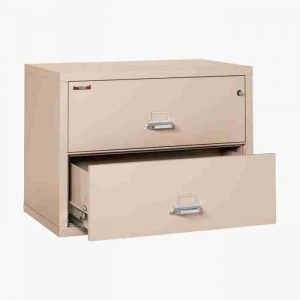 FireKing 2-3822-C Lateral Fire File Cabinet with Medeco High Security Key Lock in Champagne Color