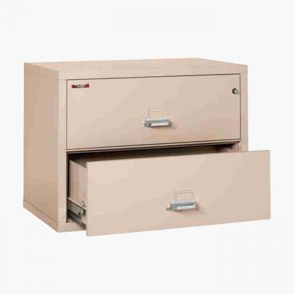 FireKing 2-3822-C Lateral Fire File Cabinet with Medeco High Security Key Lock in Champagne Color