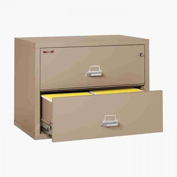 FireKing 2-3822-C Lateral Fire File Cabinet with Medeco High Security Key Lock in Taupe Color