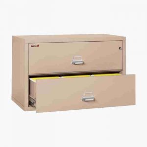 FireKing 2-4422-C Lateral Fire File Cabinet with Medeco High Security Key Lock in Champagne Color