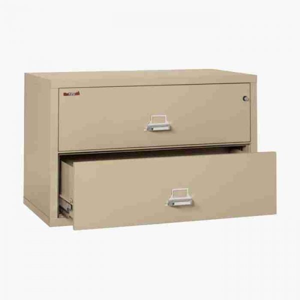 FireKing 2-4422-C Lateral Fire File Cabinet with Medeco High Security Key Lock in Parchment Color