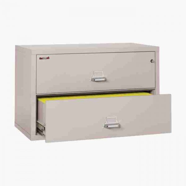 FireKing 2-4422-C Lateral Fire File Cabinet with Medeco High Security Key Lock in Platinum Color