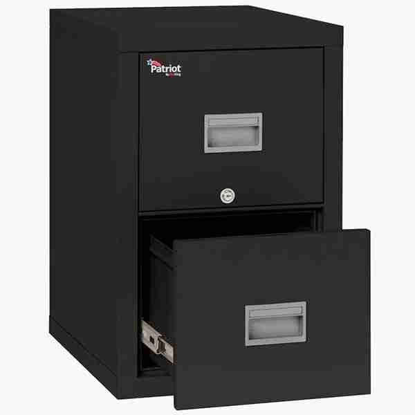 FireKing 2P1825-C 2 Drawer Patriot Vertical File Cabinet 1 Hour Fireproof with Camlock Security in Black Color