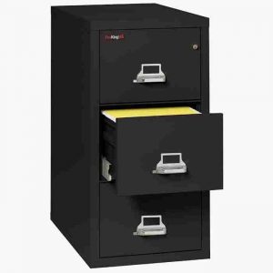 FireKing 3-1831-C Vertical Fire File Cabinet with Key Lock in Black Color