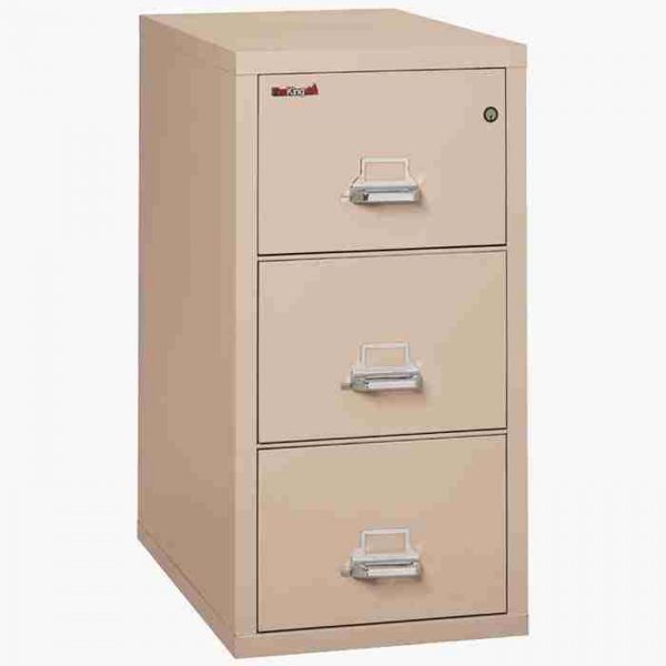 FireKing 3-1831-C Vertical Fire File Cabinet with Key Lock in Champagne Color