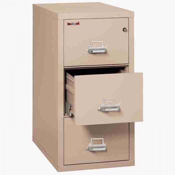 FireKing 3-1831-C Vertical Fire File Cabinet with Key Lock in Champagne Color
