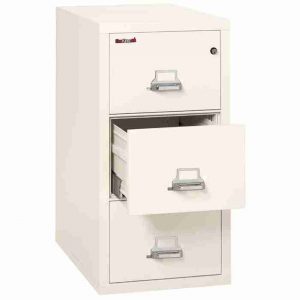 FireKing 3-1831-C Vertical Fire File Cabinet with Key Lock in Ivory White Color