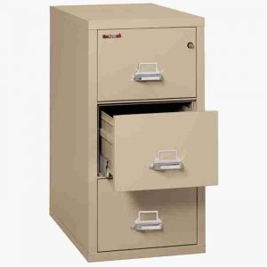 FireKing 3-1831-C Vertical Fire File Cabinet with Key Lock in Parchment Color