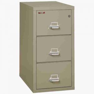 FireKing 3-1831-C Vertical Fire File Cabinet with Key Lock in Pewter Color