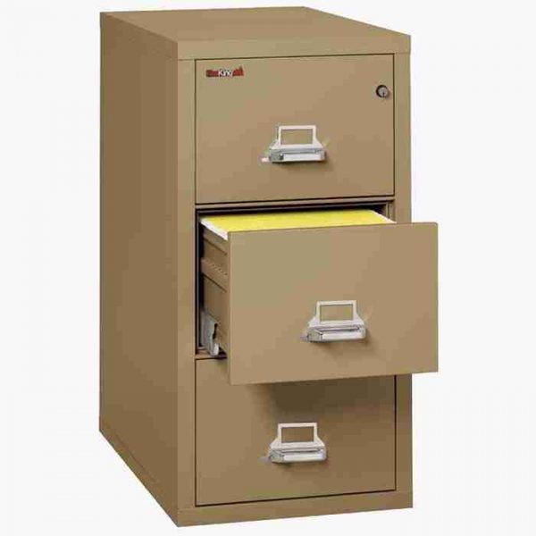 FireKing 3-1831-C Vertical Fire File Cabinet with Key Lock in Sand Color