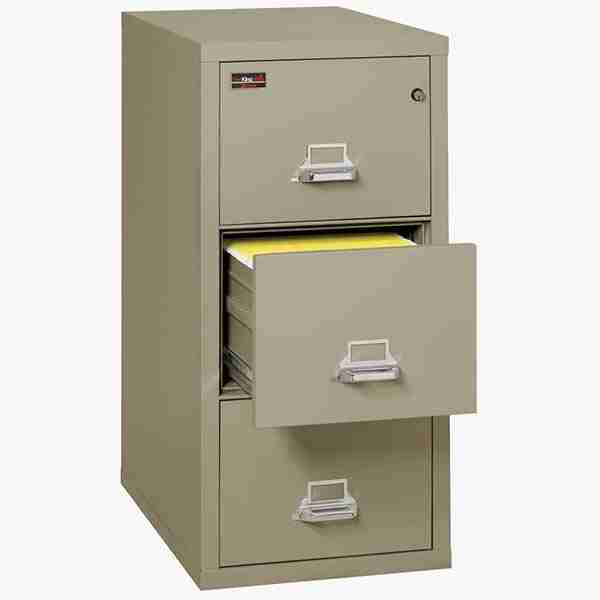 FireKing 3-1943-2 Two-Hour Vertical Fire File Cabinet with High Security Medeco Lock in Pewter Color