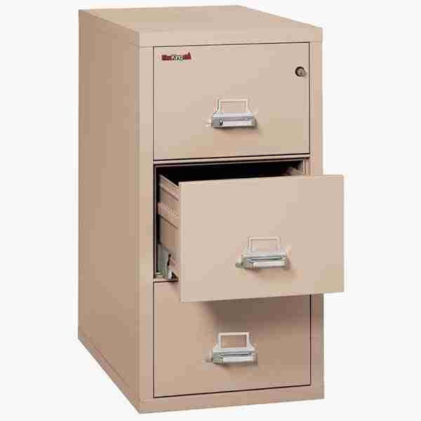 FireKing 3-2131-C Vertical Fire File Cabinet with Key Lock in Champagne Color