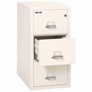FireKing 3-2131-C Vertical Fire File Cabinet with Key Lock in Ivory White Color
