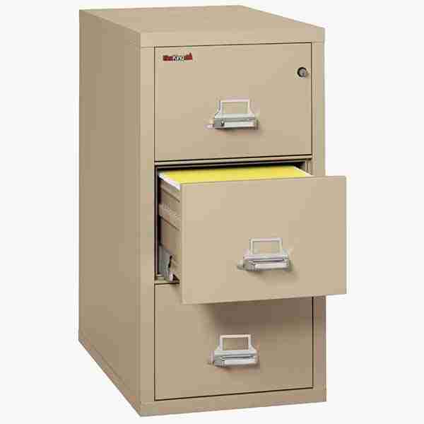 FireKing 3-2131-C Vertical Fire File Cabinet with Key Lock in Parchment Color