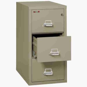 FireKing 3-2131-C Vertical Fire File Cabinet with Key Lock in Pewter Color