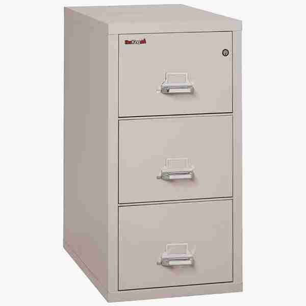 FireKing 3-2131-C Vertical Fire File Cabinet with Key Lock in Platinum Color