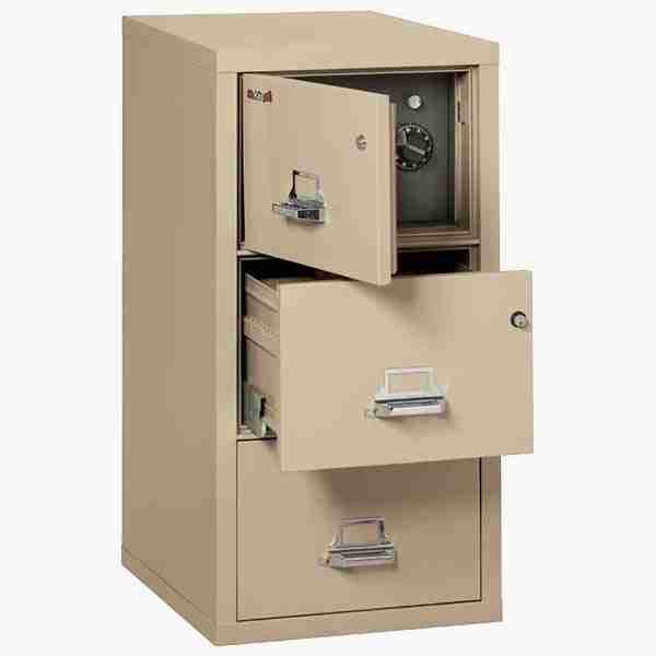 FireKing 3-2131-CSF Safe In A File Cabinet with High Security Medeco Lock in Parchment Color