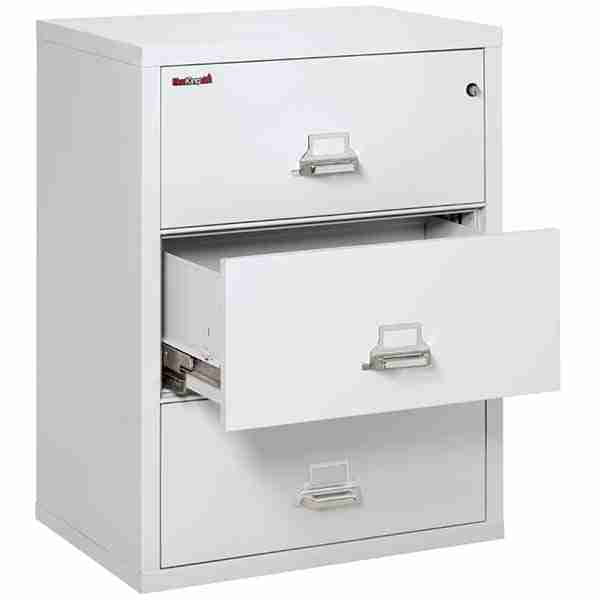 FireKing 3-3122-C Lateral Fire File Cabinet with High Security Medeco Key Lock in Arctic Whtie Color