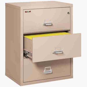 FireKing 3-3122-C Lateral Fire File Cabinet with High Security Medeco Key Lock in Champagne Color