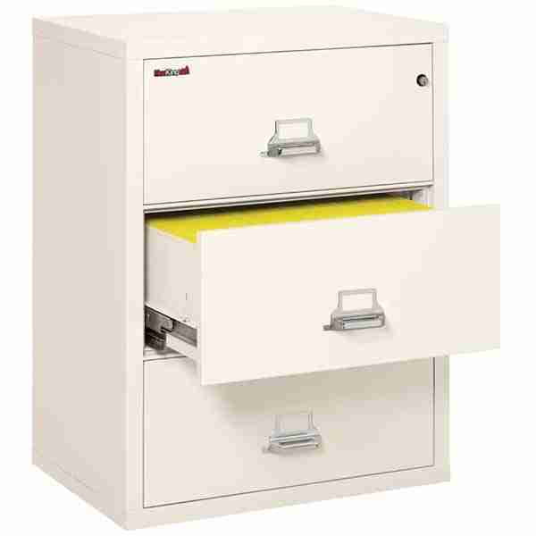 FireKing 3-3122-C Lateral Fire File Cabinet with High Security Medeco Key Lock in Ivory White Color