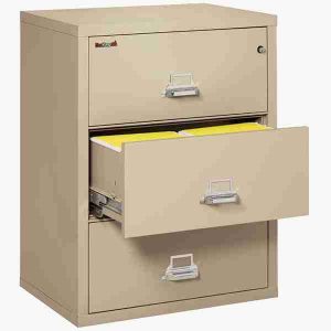 FireKing 3-3122-C Lateral Fire File Cabinet with High Security Medeco Key Lock in Parchment Color