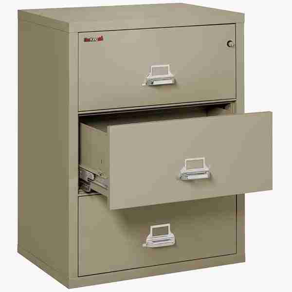 FireKing 3-3122-C Lateral Fire File Cabinet with High Security Medeco Key Lock in Pewter Color