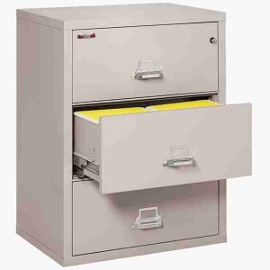 FireKing 3-3122-C Lateral Fire File Cabinet with High Security Medeco Key Lock in Platinum Color