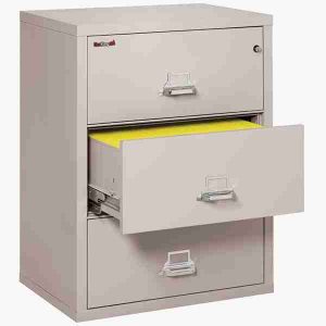 FireKing 3-3122-C Lateral Fire File Cabinet with High Security Medeco Key Lock in Platinum Color