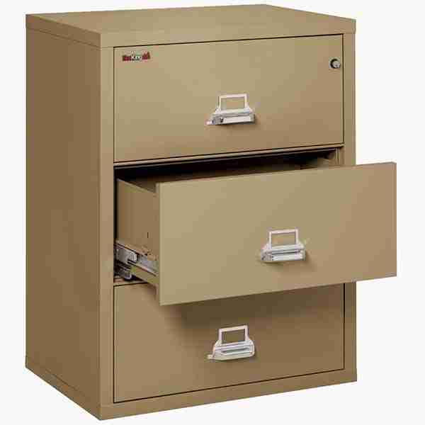 FireKing 3-3122-C Lateral Fire File Cabinet with High Security Medeco Key Lock in Sand Color