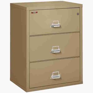 FireKing 3-3122-C Lateral Fire File Cabinet with High Security Medeco Key Lock in Sand Color