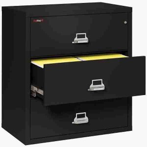 FireKing 3-3822-C Lateral Fire File Cabinet with Medeco High Security Key Lock in Black Color
