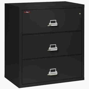 FireKing 3-3822-C Lateral Fire File Cabinet with Medeco High Security Key Lock in Black Color