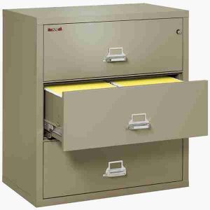 FireKing 3-3822-C Lateral Fire File Cabinet with Medeco High Security Key Lock in Pewter Color